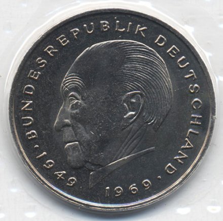 ФРГ 2 марки 1980 год - Конрад Аденауэр (F)