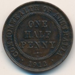 Австралия 1/2 пенни 1912 год