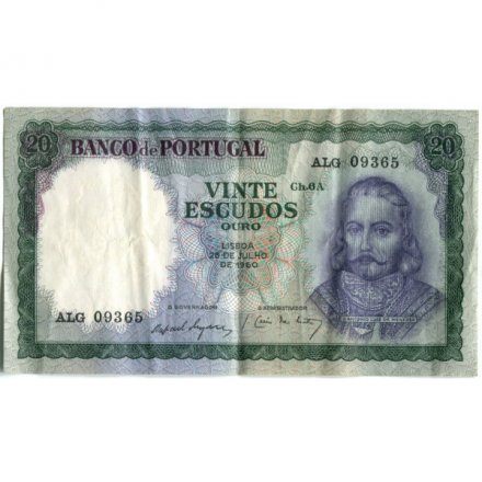 Португалия 20 эскудо 1960 год - VF+