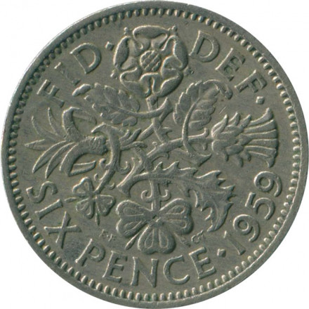 Великобритания 6 пенсов 1959 год
