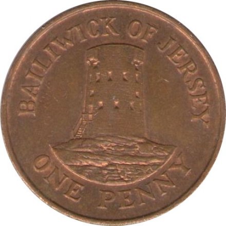 Джерси 1 пенни 1986 год - Башня в Ле-Хок