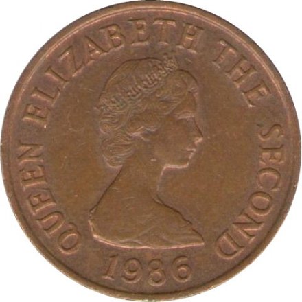 Джерси 1 пенни 1986 год - Башня в Ле-Хок