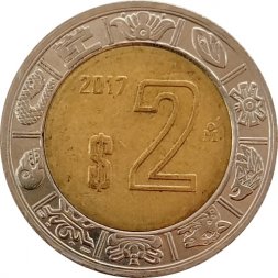 Мексика 2 песо 2017 год - Хохлатый сокол