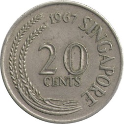 Сингапур 20 центов 1967 год - Рыба-меч