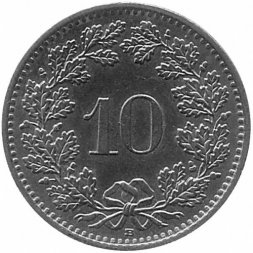 Швейцария 10 раппенов 1999 год