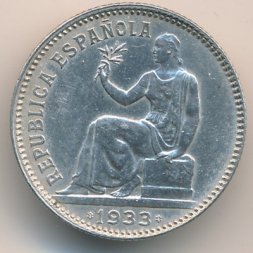 Испания 1 песета 1933 год