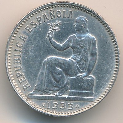 Испания 1 песета 1933 год
