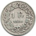 Швейцария 1 франк 1906 год