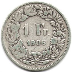 Швейцария 1 франк 1906 год
