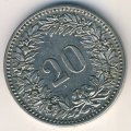 Швейцария 20 раппенов 1906 год