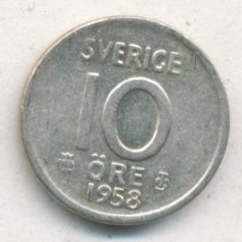 Швеция 10 эре 1958 год