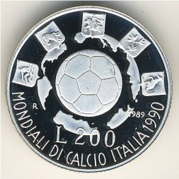 Италия 200 лир 1989 год