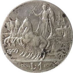 Италия 1 лира 1909 год
