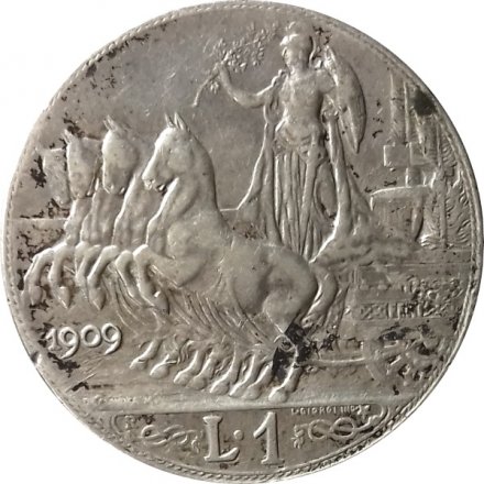 Италия 1 лира 1909 год