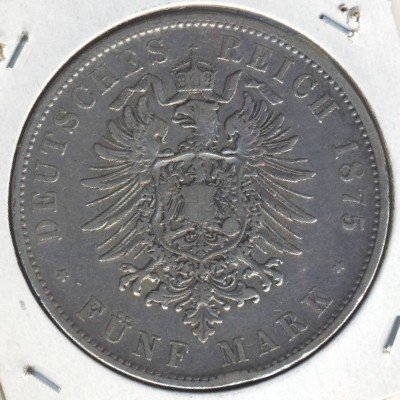 Бавария 5 марок 1875 год