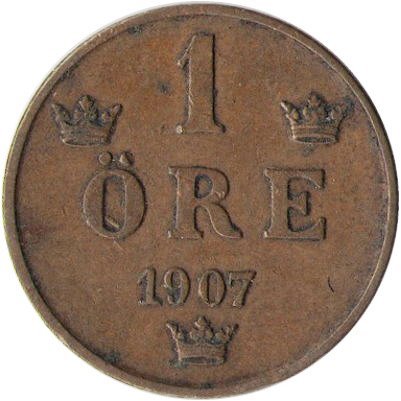 Швеция 1 эре 1907 год - Король Оскар II
