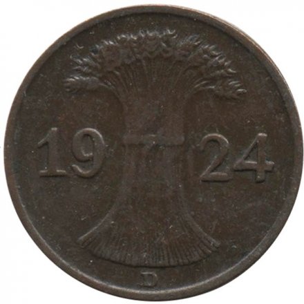 Веймарская республика 1 рентенпфенниг 1924 год (D)