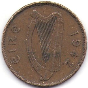 Ирландия 1/2 пенни 1942 год - F