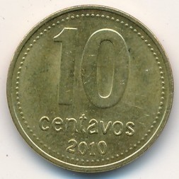 Аргентина 10 сентаво 2010 год