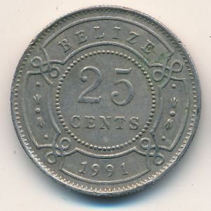 Белиз 25 центов 1991 год