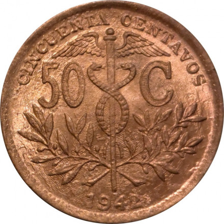 Боливия 50 сентаво 1942 год