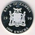 Замбия 1000 квача 1999 год - 10 евро (лицевая сторона)