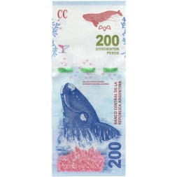 Аргентина 200 песо 2016 (2017) год - Южный кит. Полуостров Вальдес UNC
