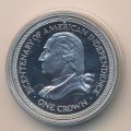 Остров Мэн 1 крона 1976 год - 200-летие независимости США. Джордж Вашингтон (серебро, Proof)