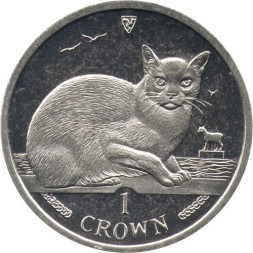 Остров Мэн 1 крона 1996 год - Бурманская кошка (Медь-Никель)