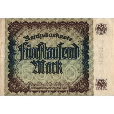 Веймарская Республика 5000 марок 1922 год - VF+