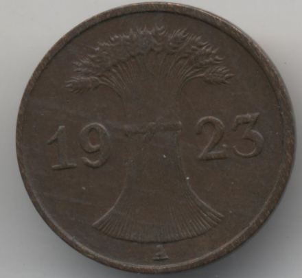 Веймарская республика 1 рентенпфенниг 1923 год (A)