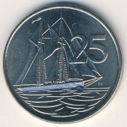Монета Каймановы острова 25 центов 2002 год