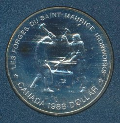 Канада 1 доллар 1988 год - 250 лет кузницам Сен-Мориса (AU)