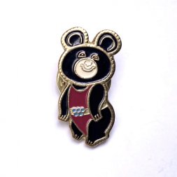Значок Олимпийский мишка (красный). XXll Олимпийские игры. Москва 1980