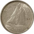Канада 10 центов 1942 год