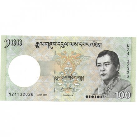 Бутан 100 нгултрум 2015 год - Монастырь Ташичо-дзонг UNC