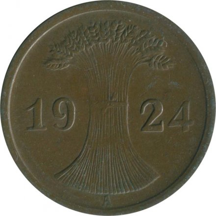 Веймарская республика 2 рейхспфеннига 1924 год (A)