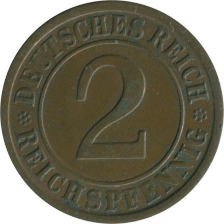 Веймарская республика 2 рейхспфеннига 1924 год (A)