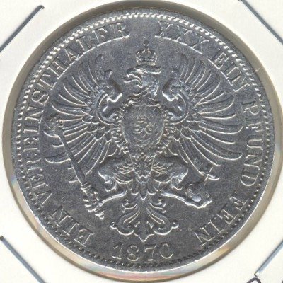 Пруссия 1 талер 1870 год