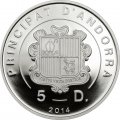 Андорра 5 динеров 2014 год - Зимородок