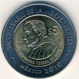 Мексика 5 песо 2009 год