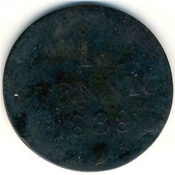 Саксония 1 пфенниг 1838 год
