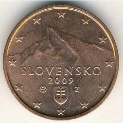 Словакия 2 евроцента 2009 год