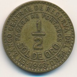 Перу 1/2 соля 1948 год