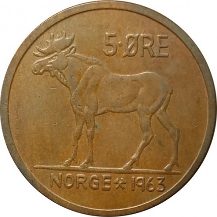 Норвегия 5 эре 1963 год