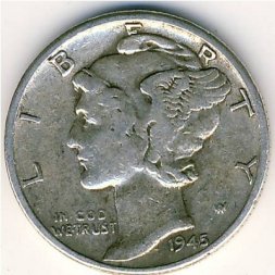 США 1 дайм (10 центов) 1945 год