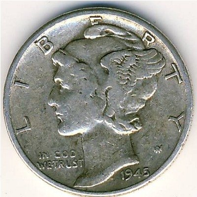 США 1 дайм (10 центов) 1945 год