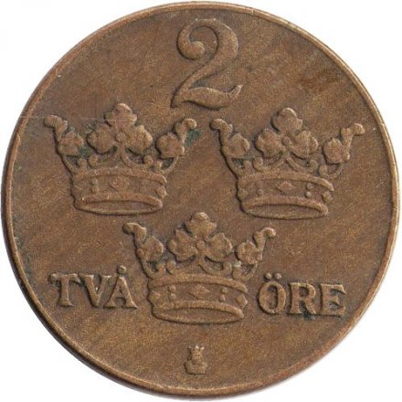 Швеция 2 эре 1935 год - Король Густав V