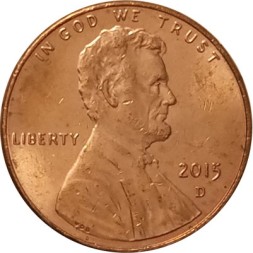 США 1 цент 2015 год - Авраам Линкольн (D)