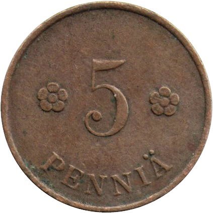Финляндия 5 пенни 1922 год